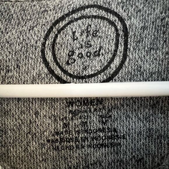 Life is Good Mock Neck Draw String Hoodie Sweatshirt Heather Gray - Picture 7 of 7